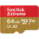 Atmiņas karte SanDisk Extreme microSDXC 64GB + SD adapteris + 1 gads Rescue