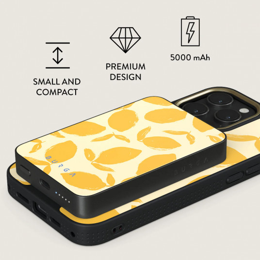Ārējais akumulators Burga Magnetic Power Bank Lemon Tart Gunmetal