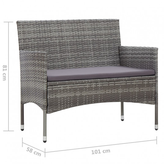 Dārza sols, 105 cm, PE rotangpalma, pelēks