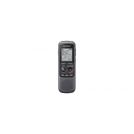 Sony ICD-PX240 Black, Grey, MP3 playback, LCD Display, MAX. RECORDING TIME MP3 8KBPS (MONAURAL)1043 Hrs 0 MinMAX. RECORDING TIME MP3 48KBPS (MONAURAL)173 Hrs 0 MinMAX. RECORDING TIME MP3 128KBPS65 Hrs 10 MinMAX. RECORDING TIME MP3 192KBPS43 Hrs 25 Min min