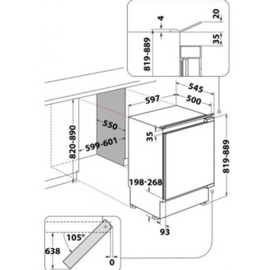Iebūvēts ledusskapis Whirlpool WBUF011