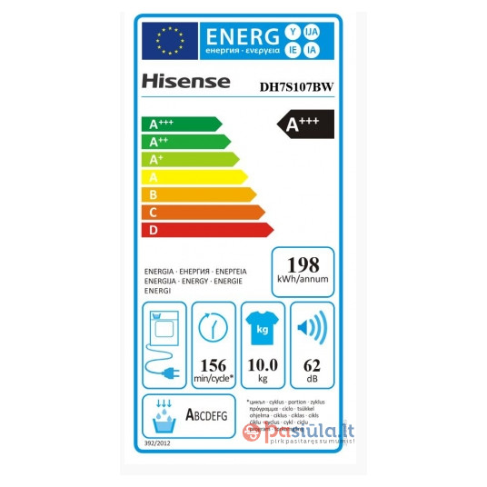 Veļu žāvētājs Hisense DH7S107BW