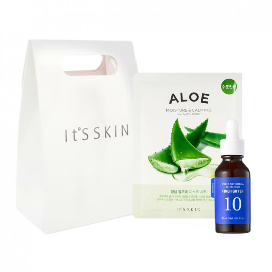 IT'S SKIN_SET Nomierinoša Power 10 formula LI Effector Firefighter sejas serums 30ml + The Fresh Mask Sheet Nomierinoša un mitrinoša maska ar alvejas ekstraktu 1 gab.