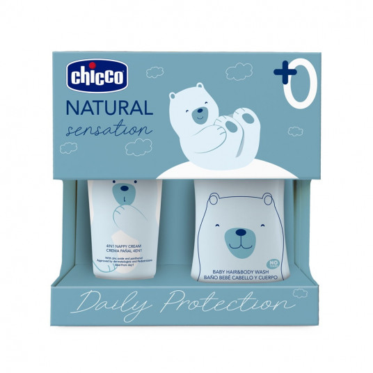 CHICCO_SET Daily Protection ķermeņa un matu mazgāšana 200ml + ietīšanas krēms 100ml