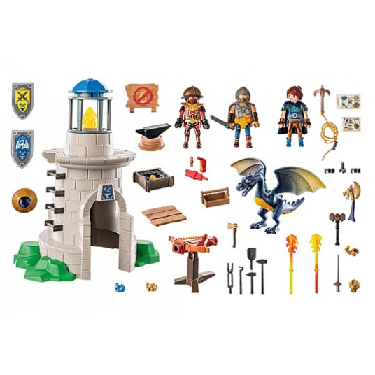 Knight&#39;s tower with smith and dragon