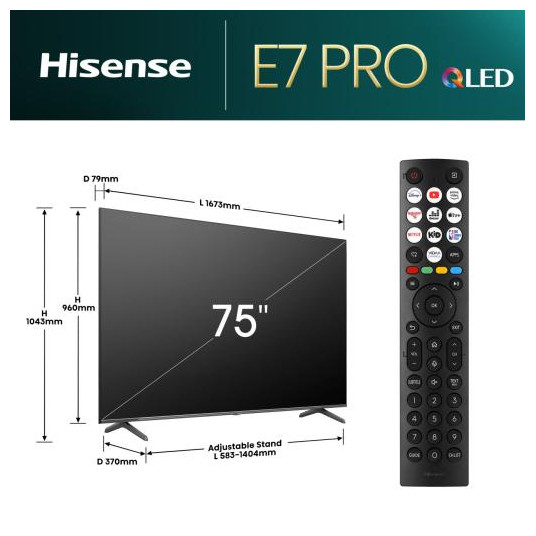 Televizors Hisense 75E7NQ PRO QLED 75" Smart