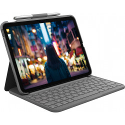 "Logitech Slim Folio Bluetooth Tastatur und Schutzhülle iPad 10. Generation grey QWERTZ DE"
