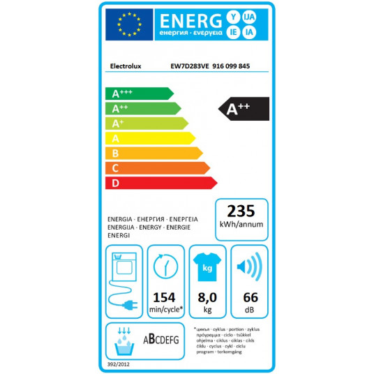 Veļu žāvētājs  Electrolux EW7D283VE 