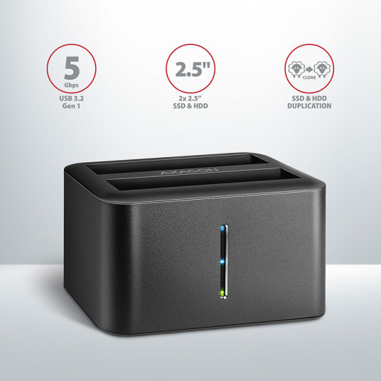 AXAGON ADSA-D25 USB 3.2 Gen 1 - 2x SATA 6G 2,5" SSD/HDD CLONE DUAL MINI doks