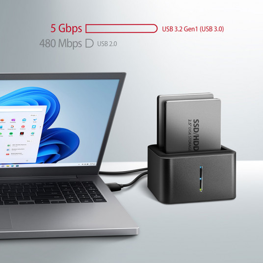 AXAGON ADSA-D25 USB 3.2 Gen 1 - 2x SATA 6G 2,5" SSD/HDD CLONE DUAL MINI doks