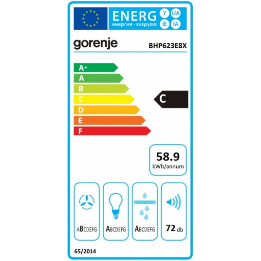 Tvaika nosūcējs  Gorenje BHP623E8X