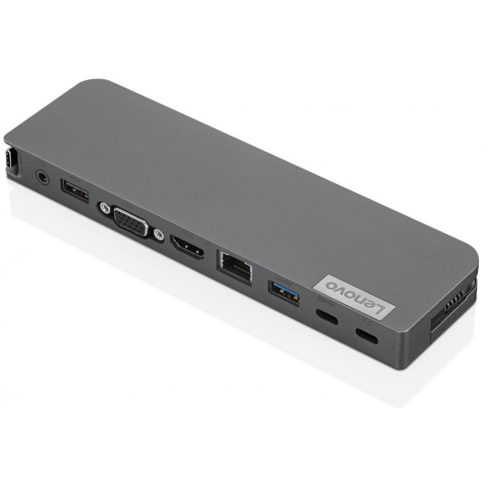 Savienojuma stacija Lenovo USB-C mini doks, vadu, USB 3.2 Gen 1 (3.1 Gen 1) Type-C, 3,5 mm, 10 100 1000 Mbit/s, pelēks