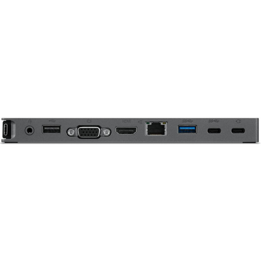 Savienojuma stacija Lenovo USB-C mini doks, vadu, USB 3.2 Gen 1 (3.1 Gen 1) Type-C, 3,5 mm, 10 100 1000 Mbit/s, pelēks