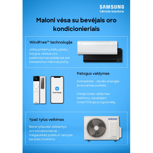 SAMSUNG WINDFree™ Comfort S2 (ex. Arise) 6,5/7,4 kW Multi split iekšējā iekārta