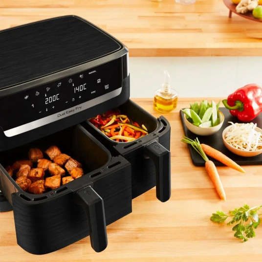 TEFAL Dual Easy Fry Essential Airfryer | EY901N | Power 2700 W | Capacity 8.3 L | Black