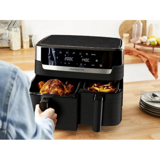 TEFAL Dual Easy Fry Essential Airfryer | EY901N | Power 2700 W | Capacity 8.3 L | Black