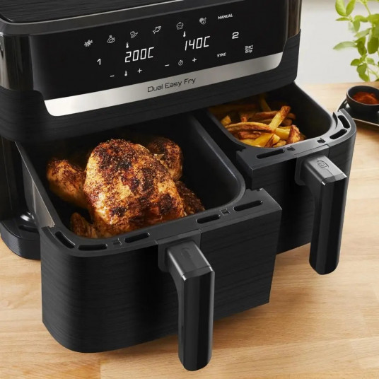 TEFAL Dual Easy Fry Essential Airfryer | EY901N | Power 2700 W | Capacity 8.3 L | Black