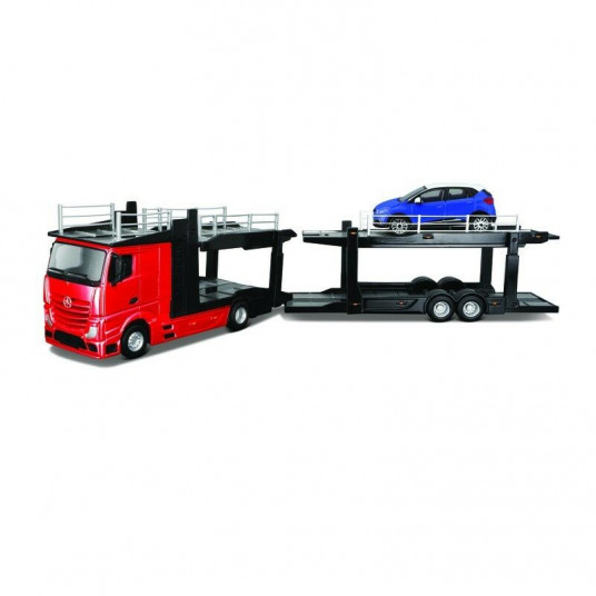 BBURAGO 1/43 Street Fire auto traktors Mercedes Benz Actros ar Volkswagen Polo GTI Mark 5, 18-31458