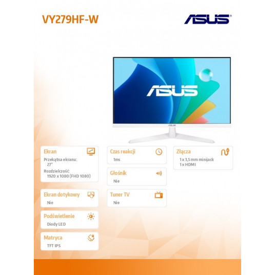 27 collu monitors VY279HF-W IPS HDMI DP 100Hz FHD