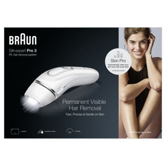 "Braun Silk-expert Pro 3 PL3020 IPL balts-sudrabs