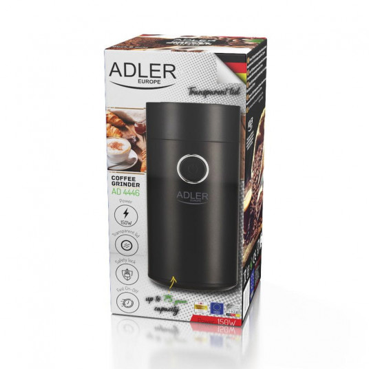 Adler Coffee grinder AD4446bs  150 W, Coffee beans capacity 75 g, Lid safety switch, Black