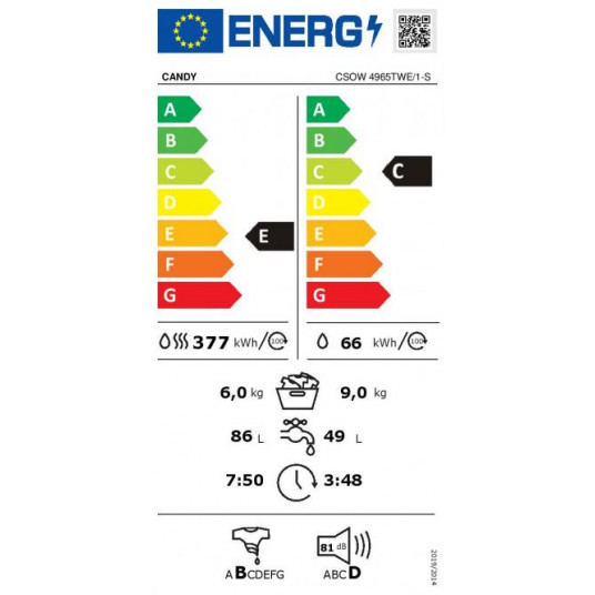 Veļas mašīna ar žāvētāju Candy CSOW 4965TWE/1-S