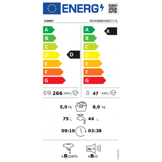 Veļas mašīna ar žāvētāju Candy ROW4856DWMCT/1-S