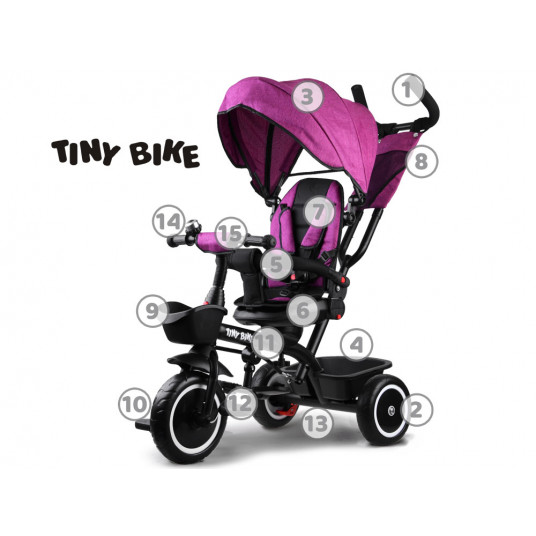 Tiny Bike 3in1 pink tricycle with a roof SP0650