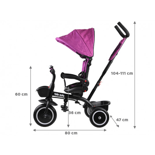 Tiny Bike 3in1 pink tricycle with a roof SP0650