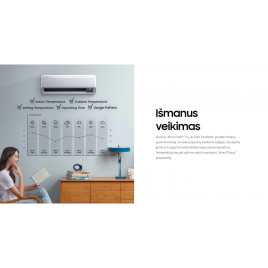 SAMSUNG BEVĖJO gaisa kondicionieris Elite GEO Windfree 2.0/2.2 kW Multi split iekštelpu bloks AR07CXCAAWKNEU + QLED