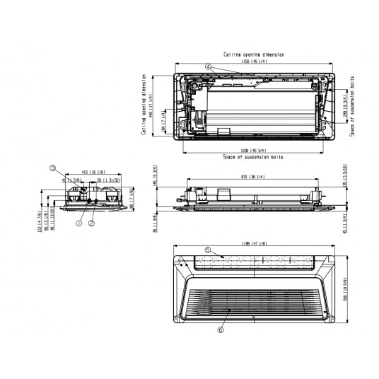 SAMSUNG BEVĖJĖS vienvirziena kasešu tipa 2,6/3,3 kW gaisa kondicionieru komplekts AC026RN1DKGEU + AC026RXADKGEU + PC1NWFMAN + AR-EH03E