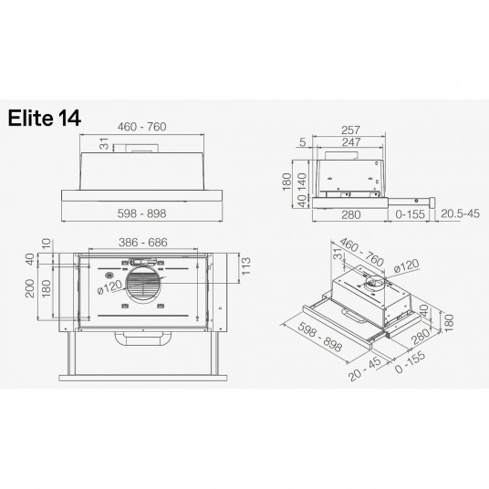 Tvaika nosūcējs ELICA ELITE 14 PLUS BL/A/60