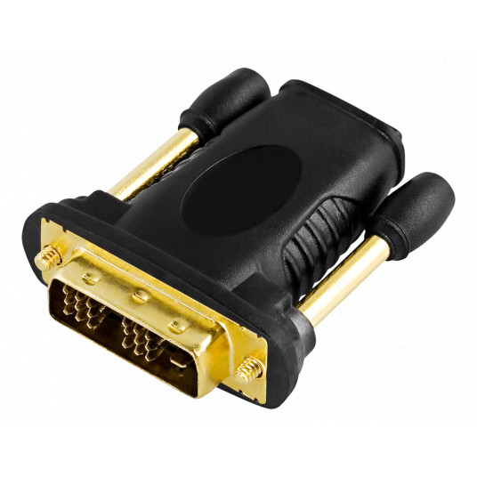 HDMI-DVI-D adapteris DELTACO Full HD 60Hz, apzeltīti savienotāji, melns / HDMI-11-K / R00100024