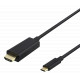 USB-C un HDMI kabelis DELTACO 4K UHD, apzeltīti savienotāji, 2 m, melns / USBC-HDMI1020-K / 00140021