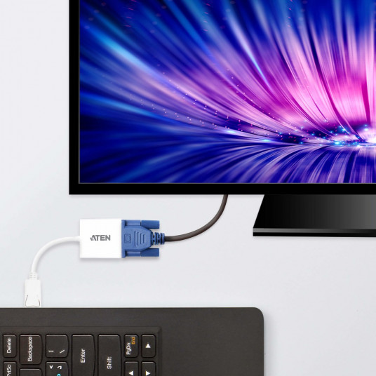 ATEN VC925-AT video kabeļa adapteris DisplayPort VGA (D-Sub) Balts