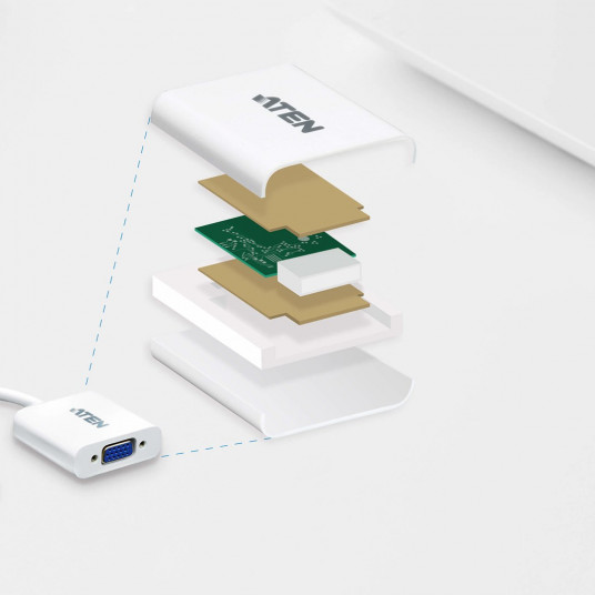 ATEN VC925-AT video kabeļa adapteris DisplayPort VGA (D-Sub) Balts
