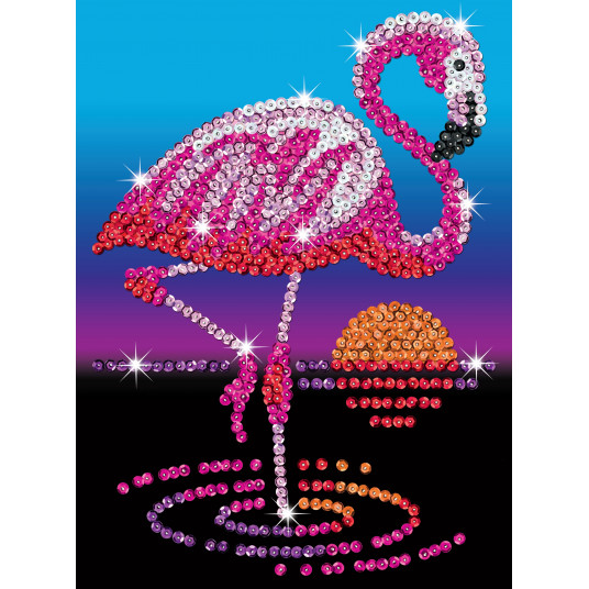 KITFIX Amatniecības komplekts Sequin Art Red spīdumiņu māksla, Flamingo Frenkijs