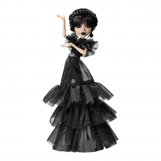 "Monster High X Wednesday Wednesday" lelle melnā kleitā