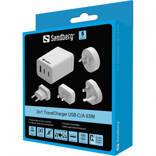 Sandberg 441-59 3in1 TravelCharger EU+UK+US+AUS+AUS