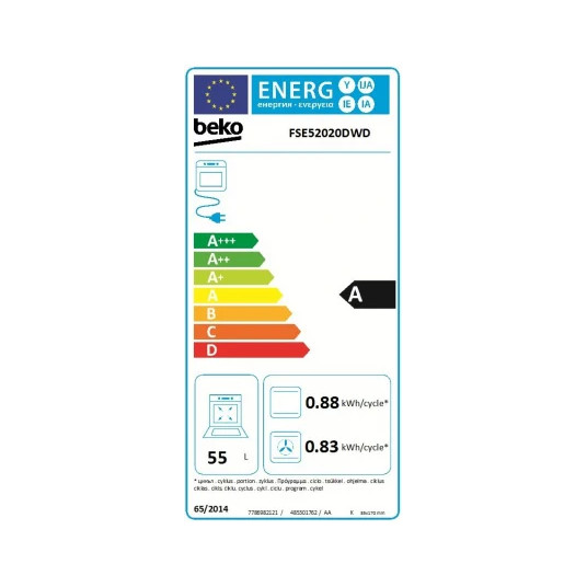 Gāzes plīts ar elektrisko cepeškrāsni BEKO FSE52020DWD
