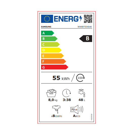 Veļas mašīna Samsung WW80T554DAE/S7