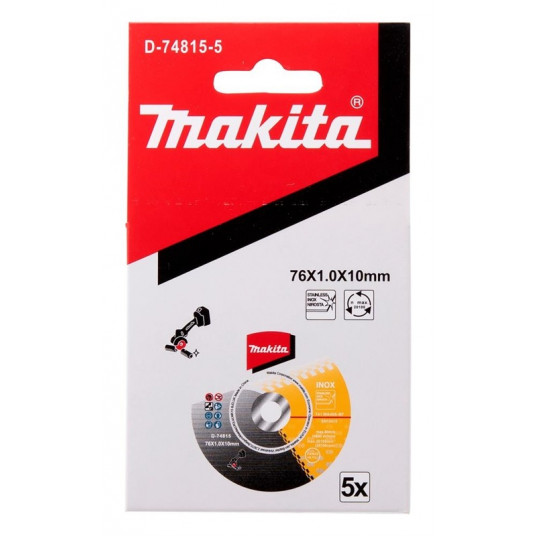 Metāla griešanas disks Makita 76 x 1,0 x 10 mm D-74815 5 gab.