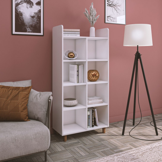Grāmatplaukts, Hanah Home, balts, 77,4 x 160 x 36