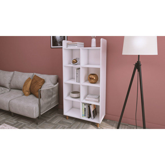 Grāmatplaukts, Hanah Home, balts, 77,4 x 160 x 36
