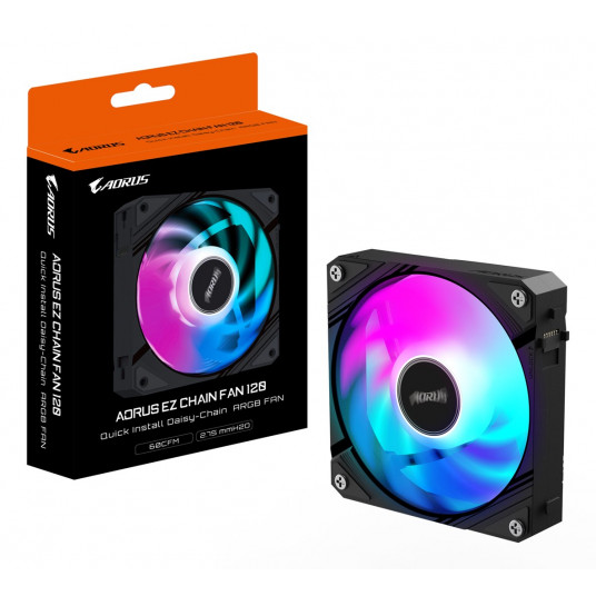 GIGABYTE AORUS EZ CHAIN FAN 120 pamatplates ventilators 12 cm melns 1 gab.