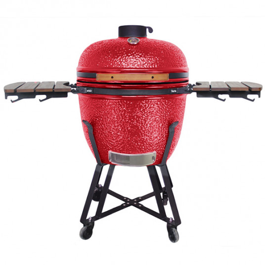 Grils Kamado BIGGRILL Pro 23.5" sarkans + pārsegs, pelnu tīrīšanas rīks, vistas turētājs, multi-sistēma, pelnu savākšanas rīks