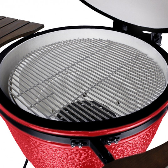 Grils Kamado BIGGRILL Pro 23.5" sarkans + pārsegs, pelnu tīrīšanas rīks, vistas turētājs, multi-sistēma, pelnu savākšanas rīks