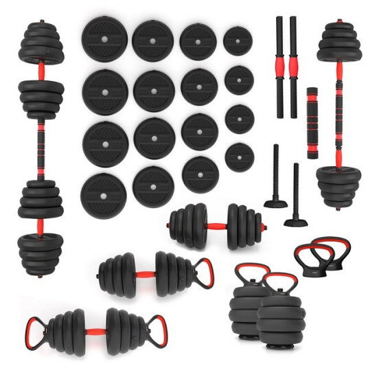 6IN1 SVARA KOMPLEKTS HMS SGN130 (stieņa stieņi, hanteles UN SVARI) 30 KG