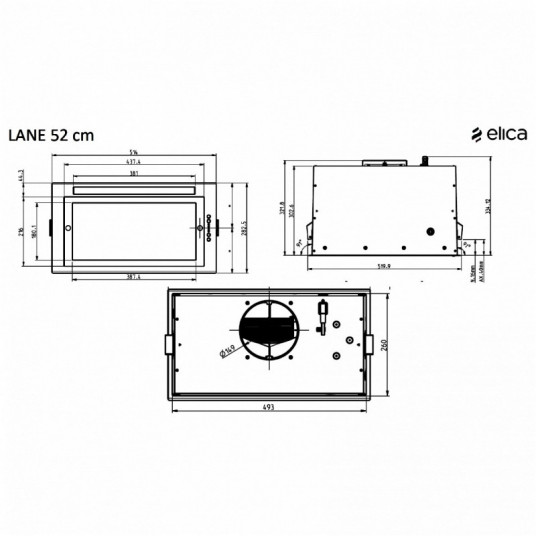 Tvaika nosūcējs  Elica LANE WH/A/52