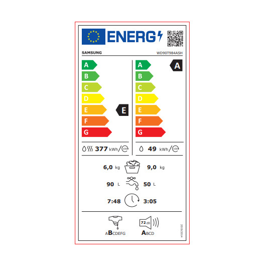Veļas mašīna ar žāvētāju Samsung WD90T984ASH/S7